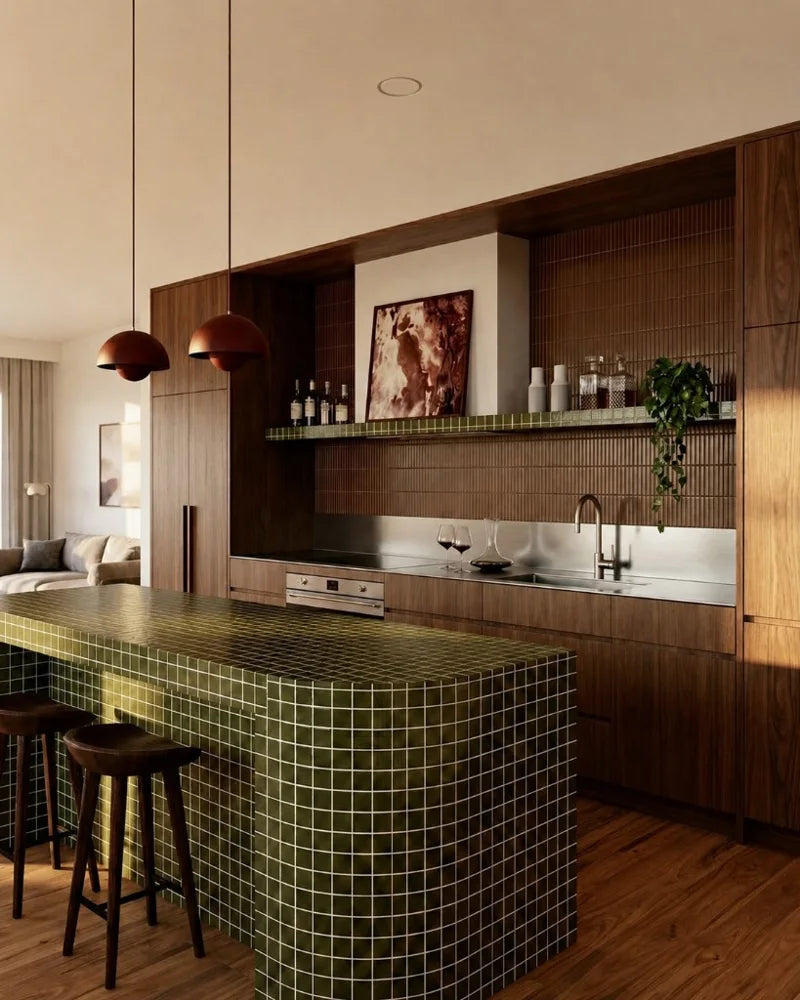 Kitchen interior with a flush ceiling air vent